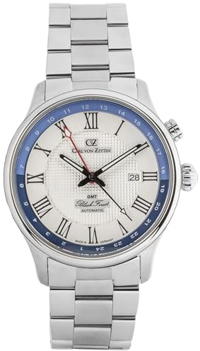 Carl von Zeyten Herrenuhr Original NEU Rench Herrenuhr Silber Weiß Zweite Zeitzone Saphirglas Metallband Automatik 46mm- CVZ0087WHMS