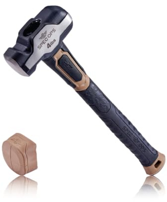 Spec Ops Tools - Martello da ingegneria, mazza da 1,8 kg con cappuccio morbido rimovibile e manico bi-materiale ammortizzante e antivibrazioni, donato al 3% ai veterani, nero/marrone chiaro