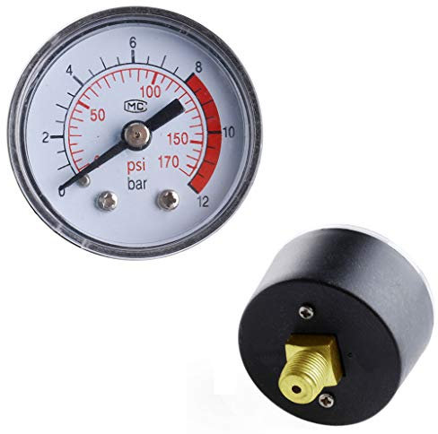 Air Compressor Pneumatic Hydraulic Fluid Pressure Gauge 0-12Bar / 0-170PSI