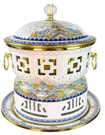 Fondue Olla Hot Pot Olla Caliente Multifuncional, Olla Caliente De Cobre, Olla Shabu De Alcohol Vintage, Olla De Sopa Tradicional, Utensilios De Cocina Fondue Queso(White)