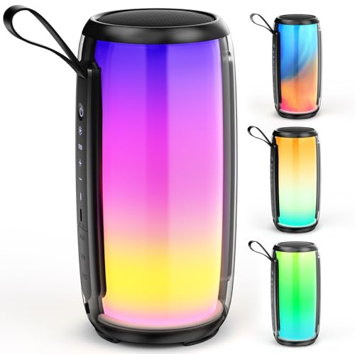 Tisco Cassa Bluetooth Portatile - Speaker Wireless Impermeabile con Luci RGB, Suono Stereo HD, Bassi Potenti, 20H di Autonomia, Compatibile con TF/USB/AUX, Ideale per Viaggi/Campeggio/Feste