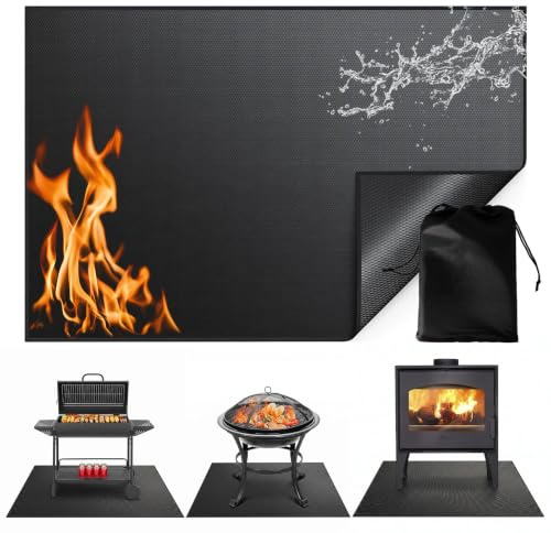 Couverture Anti feu pour Barbecue extérieur,102x152cm tapis barbecue | Tapis Anti feu Gril Ignifuge Double Face, Tapis Ignifuge Cheminée pour Charbon, Foyer et Terrasse