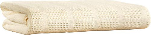 Erwin Müller Sommerdecke, leichte Baumwolldecke, Häkeldecke Trient Natur Größe 130x160 cm - luftig leicht, weiche Qualität, pflegeleicht