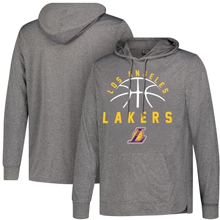Ultra Game NBA Official Men’s Super Soft Lightweight Pullover Hoodie Sweatshirt - Unisex, Los Angeles Lakers, Heather Charcoal, Medium