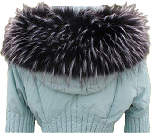 Collare in pelliccia sintetica con cappuccio, sciarpa, scialle, stola, scaldacollo per cappotto invernale, giacca parka, Nero e bianco, 72cm/28.3