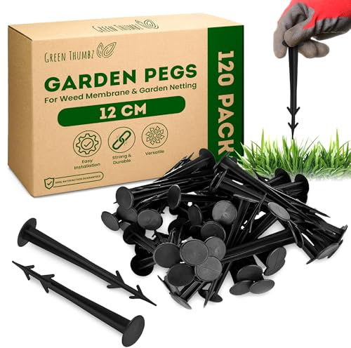 Green Thumbz Weed Membrane Pegs - Pack of 120 Garden Pegs for Membrane (12cm) - Anti-Pull Garden Membrane Pegs for Garden Netting - Securing Ground Pegs for Weed Control Fabric