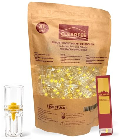 Clearfee 300 filtri per sigarette, con custodia da viaggio, 8 mm, regolari, microfiltro per sigarette, per meno catrame e nicotina, filtro in plastica, filtro alla nicotina, sistema di filtrazione