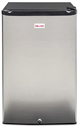 Blaze 20‑Inch Outdoor Rated Compact Refrigerator | 4.4 Cu Ft Stainless Steel Fridge with LED Lighting, Dial Thermostat, Reversible Door & Recessed Handle | BLZ‑SSRF‑126
