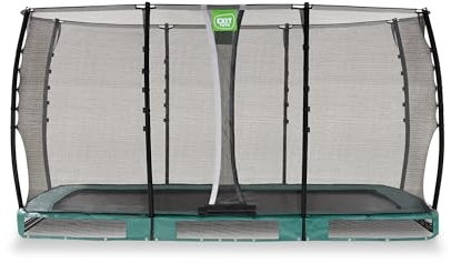 EXIT Toys Allure Classic Rechteckiges Bodentrampolin - 214x366cm - Mit Fußschutzsystem & Sicherheitsnetz - Wasserfest - Starkes Großtrampolin - Für alle Altersgruppen - Grün