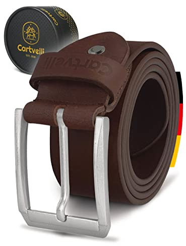 Cartvelli Hochwertiger Ledergürtel Herren Braun 105 cm - Echtleder Herrengürtel Made in Germany - 40 mm Vollleder - kürzbar - Männer Gürtel nickelfrei - Leather Belt Men brown BS21b-105