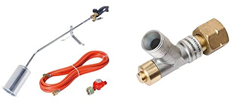 ROTHENBERGER Industrial Anwärm Brenner RoMaxi Eco inkl. 5m Propan Gas Schlauch & Druck regler, Unkraut Vernichter, Bitumenbahnen - 1500000930 & Propan-Schlauchbruchsicherung - 1,5 bar - 035925E
