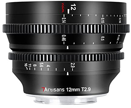 7artisans Objectif Cine 12 mm T2.9 Grande Ouverture APS-C Ultra Grand Angle, Mise au Point Manuelle Fixe Faible Distorsion Objectif cinéma Compatible avec Sigma FP,Panasonic S1 S1H S5,Leica L-Mount
