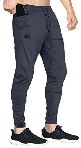 BROKIG Pantalon Sport Homme Léger Pantalon Jogging Homme | Pantalon Fitness Homme Poches Zippée, Pantalon Running Homme Musculation Elastique, Slim Pantalons Survetement Séchage Rapide