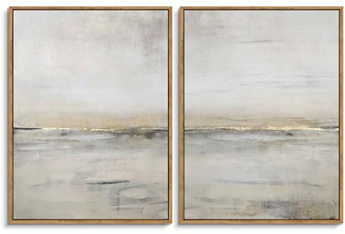 Gardenia Art Abstract Wall Art Modern Ocean Scene Canvas Pictures Retro Coastal Beach Theme Artwork for Living Room Bedroom Bathroom Decoration Kitchen Office Home Wall Decor Framed 12x16 Set of 2
