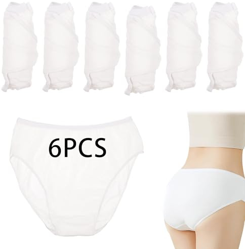 CZNBZIU Lot De 6 Slips Jetables Femme en Coton Culottes Jetables sous Vetement Jetable Hopital, Slip Jetable Maternité, Slips Jetables Femme pour Grossesse Accouchement Voyage Massage