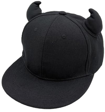 xbiez Cappello da baseball di Halloween con corno del diavolo decorazione adulto berretto regolabile per l'estate all'aperto ciclismo escursionismo cappello per adolescenti uomini, Nero , 5 1/8-5 3/8