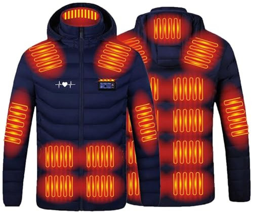 RLEHJN Beheizbare Jacke Herren, Heizjacke mit 21 Heizzonen, Beheizbare Jacke Damen Bedrucken, Daunenjacke Elektrische USB-Thermojacke Bequemer Wintermantel für Wandern Reisen Treking Fahrrad