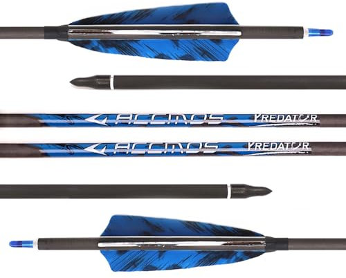 PHILOCS 12Stück Jagdpfeile Spine 200 250 300 350 400 500 600 700 800 ID 6,2 mm Mit 4 Zoll Tarnfarbe Blau Weiß Truthahn Feder für Bogenschießen (Spine 800, 32inch)