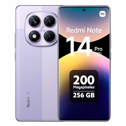 Xiaomi Redmi Note 14 Pro 5G - Smartphone de 8+256GB, Pantalla de 6.67 AMOLED FHD+ 120Hz, MediaTek Dimensity 7300-Ultra, cámara de 200MP, TurboCharge 45W, Cargador no Incluido, Morado (Versión ES)