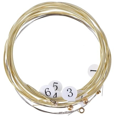 Corde per chitarra da concerto 6 pezzi di corde for chitarra, corde in ottone for chitarra acustica, corde in acciaio for chitarra folk, set di accessori for strumenti musicali(Brass string W label)