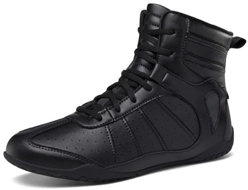 omcam Hommes Femmes Bottes De Boxe, Mode Boxers Baskets Respirant Cuir Sparring Lutte Fitness Chaussures