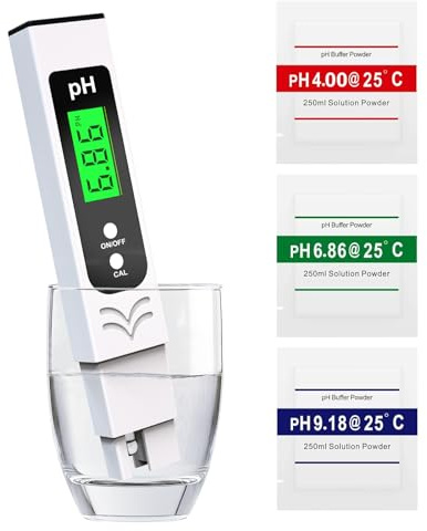 Shiptree PH Messgerät Hochpräzision (± 0.01),Water Tester, pH Wert Messgerät Pool mit Blau Hinterleuchtetem LCD-Display & Automatischer Temperaturkompensation, für Trinkwasser-/Poolwasseranalyse,Weiß
