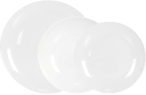 La Mediterránea Vajilla Completa de 18 Piezas de Vidrio Templado - Llanos 26.5 cm, Hondos 23 cm y Postre 19 cm - Colección Whom