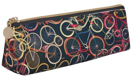 JKLQWC Trousse à crayons triangulaire avec fermeture éclair - Organiseur léger en cuir pour l'école, le bureau, les voyages, le maquillage, Vélos Cyclisme, Taille unique, Cartable
