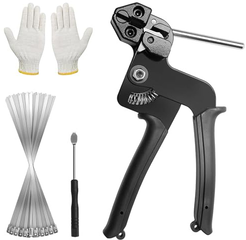 Set di 100 fascette stringicavo in metallo, in acciaio inox, per la gestione dei cavi, 4,6 x 200 mm, per stringere fascette tagliate