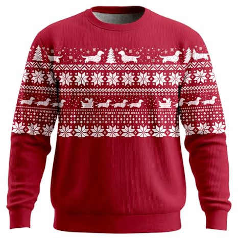 Generisch Suéter navideño para hombre con diseño de dachshund al estilo norweger - Suéter festivo de punto para la temporada de Adviento | Divertido Ugly Christmas Sweater para hombres, XXL