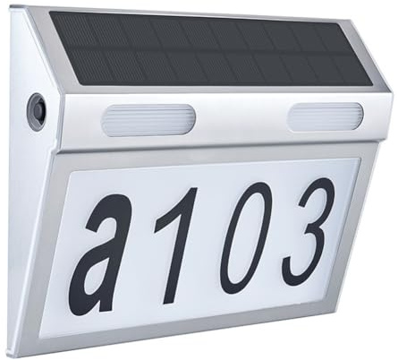 Luz solar iluminada con número de casa para uso en exteriores, diseño impermeable
