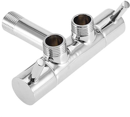 Válvula de ángulo montada en la pared cromada Adaptador de válvula de salida doble Flujo ajustable Cabezal de ducha de latón Piezas de repuesto para grifos de lavabo de lavabo de baño