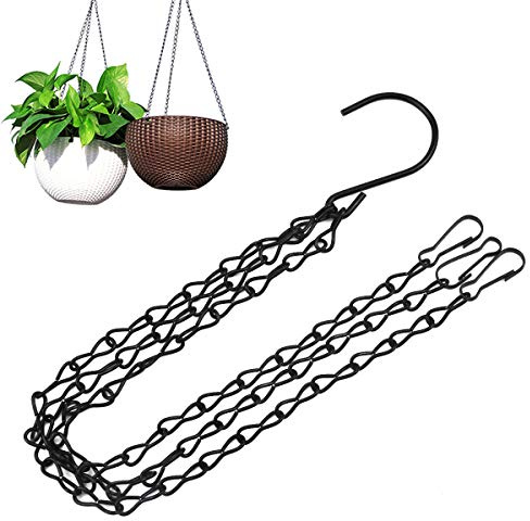 Fangehong 3 Pièces Chaîne De Suspension, Chaîne à Suspendre avec Crochet, Plantes Panier Remplacement Chaines, Métal Accroche-Jardin pour Jardinières, Mangeoires, Lanternes (Noir)