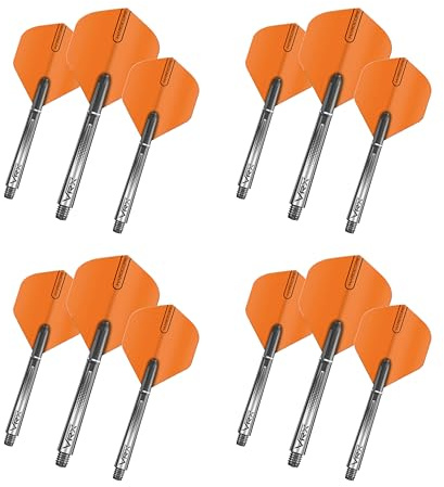 RÖD DRAGON Dart-flyg och axlar (stjälkar) kombo set – orange hardcore-flyg och VRX svarta axlar
