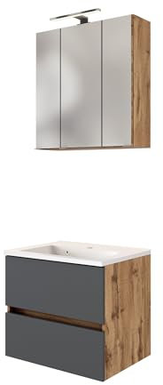 Badkombination Luna 2-teilig 60cm - Eiche/grau