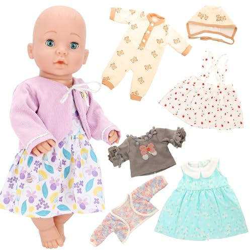 Miunana 4 Vestidos Ropas para 14- 18'' Muñeca Bebé Baby Doll 35 - 46 cm