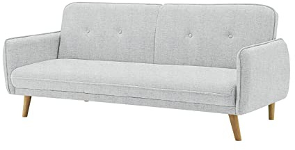 AVANTI TRENDSTORE Divano Funzione Letto 2 Posti Pedros in Microfibra, Grigio, 188 x 80 x 85 cm