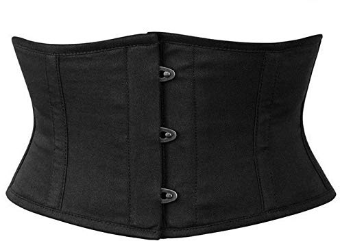 Womens Waist Trainer Cincher Heavy Duty Steel Boned Underbust Waspie Cotton Corset (as1, alpha, s, regular, regular, Black)