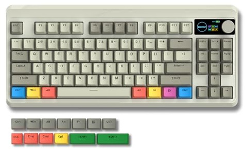 Womier Retro 75% Gaming Keyboard with OLED Display&Knob, M87 Pro Bluetooth 5.1/2.4GHz /USB-C Wireless Mechanical Keyboard with Hot-Swappable Custom Switch, Compact Gamer RGB Keyboard-Grey