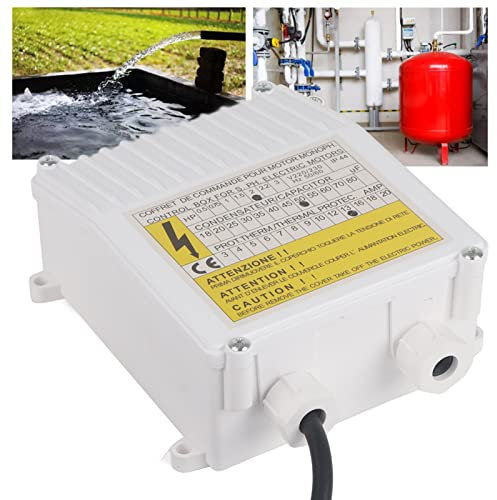 Schalt Kasten für Tauch Pumpe, Conexion Box Well Pumpe Elektro Kasten Bohrpumpe Tiefbrunnen-Steuer Kasten Schalter für Wasserpumpe Zubehör P (1500W EU-Stecker 220 V)