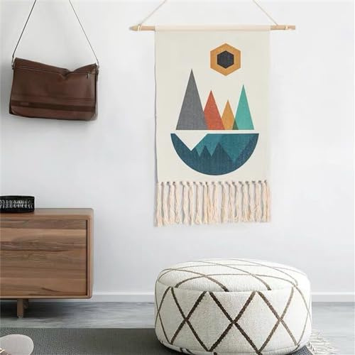 BMIDRUT Tapiz tejido de macramé para colgar en la pared, decoración bohemia para el hogar, apartamento, dormitorio, fondo de pared 50x85cm