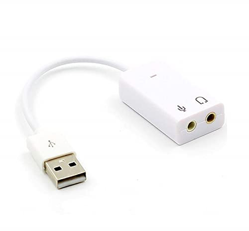 REY Adattatore per scheda audio USB 2.0 per PC con jack da 3.5 mm, bianco