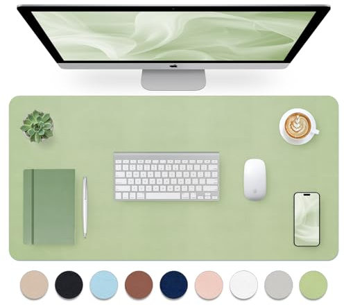 Bloss Green Desk Mat, Desk Matt for Desktop, Large Leather Desk Pad, Desk Pad Mat Waterproof, Computer Mat for Office Work/Home/Decor (31.5 x 15.7 Inches)