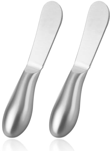 Dimeho 2 Pcs Butter Knife Little Cheese Spreader Knives Stainless Steel Spreader Knife Set Cocktail Knives for Condiments Cheese Charcuterie Board Jam Pastry making and Other Kitchen Daily
