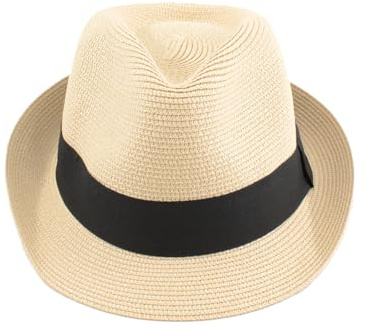 Carnavalife Panamá Unisex Sombrero de Paja ala Corta Para Mujeres y Hombres - Protección Sol UPF 50+ Playa Fedora Verano