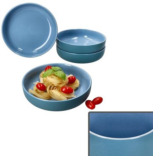 Ritzenhoff & Breker Jasper - Set di 4 piatti fondi, 610 ml, Ø 19,3 cm, piatti in terracotta per 4 persone, piatti profondi per insalata, zuppa, pasta & Co. per colazione, pranzo e pane
