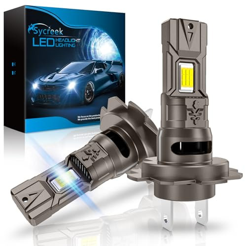 Sycreek Bombilla H7 Led 2024 Faro Mejorada Para, 18 Piezas LED,120W 30000LM 600% Super Brillo 6500K Blanco,Compatible 9-24V