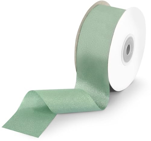 Rosband grönt presentband grönt 23 m satinband grönt presentband brett 38 mm chiffongband grönt satinband eukalyptus grönt sidenband för gåva pyssel bröllop dekorband