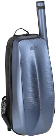 GEWA Space Bag Blue with Bow Case - Violin Case/Backpack for 4/4 - 3/4 Violins - Polycarbonate Outer Cover - Ergonomic Back - Accessory Compartments