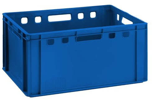 BURI Fleischkiste E3 blau 60x40x30cm Lagerkiste Eurobox hoch aus Deutschland lebensmittelecht, robust, stapelbar